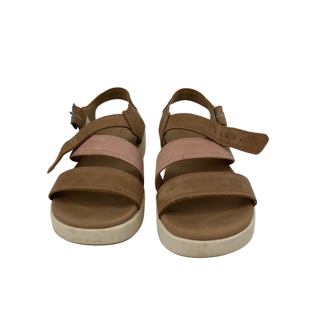 Keen Elle Backstrap Sandals Womens 8.5 Brown Pink Excellent Platform Wedge - Picture 2 of 9